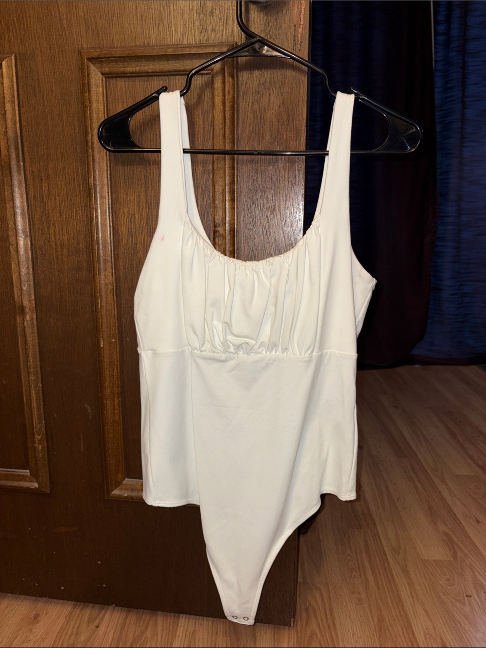 Abercrombie & Fitch Cream Ruched Bust Tank Bodysuit
